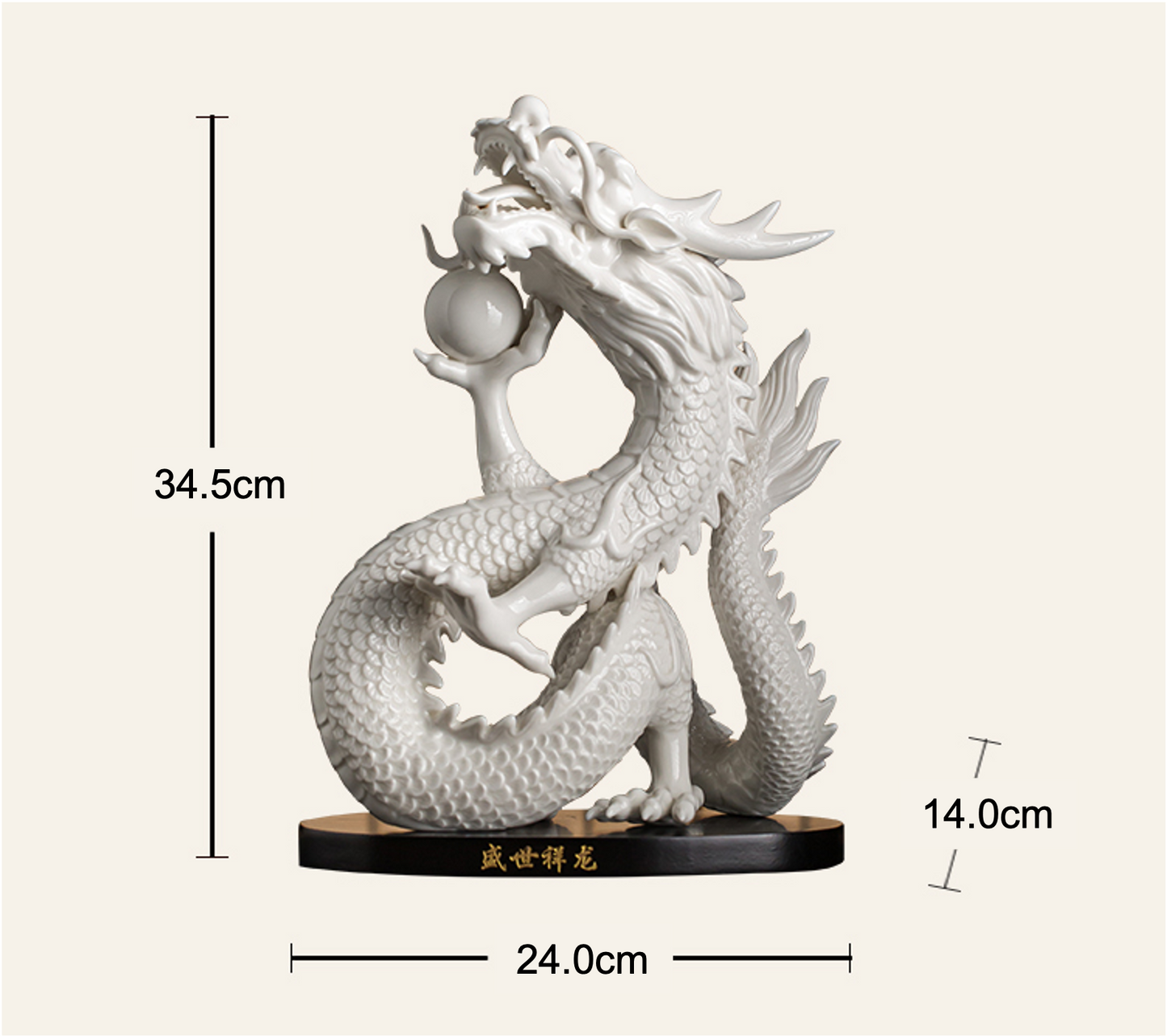 Ceramic Dragon Sculpture & Statue | Fengshui | Good Fortune and Prosperity | Home Decor | Gold Green Yellow Red White Color Figurines