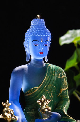 Liu Li Medicine Buddha Statue | Bhaisajyaguru | Crystal Glass Sculpture