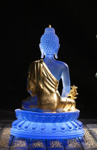 Liu Li Medicine Buddha Statue | Bhaisajyaguru | Crystal Glass Sculpture
