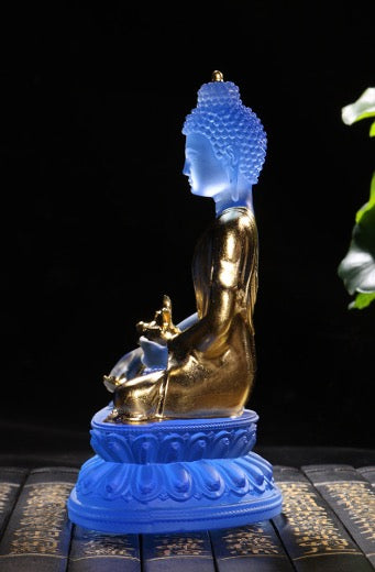 Liu Li Medicine Buddha Statue | Bhaisajyaguru | Crystal Glass Sculpture