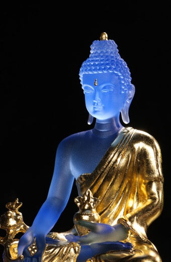 Liu Li Medicine Buddha Statue | Bhaisajyaguru | Crystal Glass Sculpture