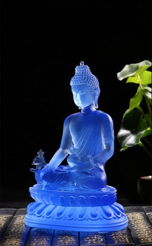 Liu Li Medicine Buddha Statue | Bhaisajyaguru | Crystal Glass Sculpture
