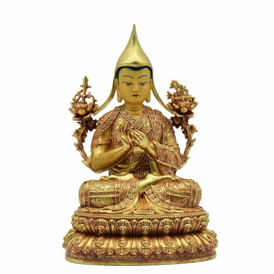 Tibetan 7" inches Lama Je Tsongkhapa Statue | Spiritual and Religion | Meditation | Buddha Decoration and Ornament | Buddha Statue