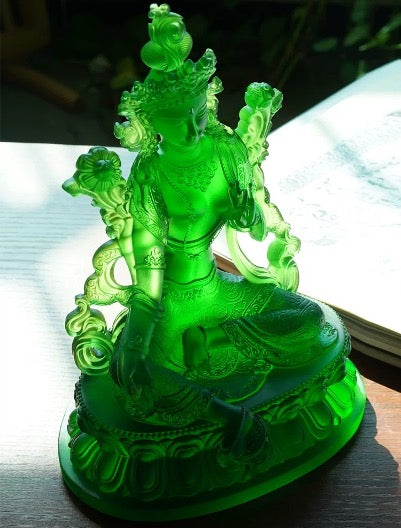 Liu Li Green Tara Statue | Liu li Glass Sculputre Ornaments | Buddha Statue | Shyama Tara | Syamatara
