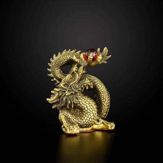 Brass Dragon Phoenix Sculpture & Statue | Fengshui | Good Fortune and Prosperity | Home Decor and Business Display