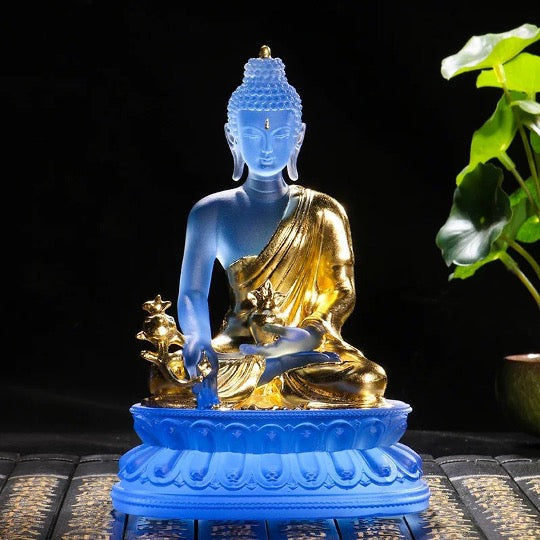 Liu Li Medicine Buddha Statue | Bhaisajyaguru | Crystal Glass Sculpture