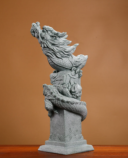 Stone Dragon Sculpture & Statue | Fengshui | Good Fortune and Prosperity | Home and Office Decor | Pi Xiu | Lion | Foo Dogs