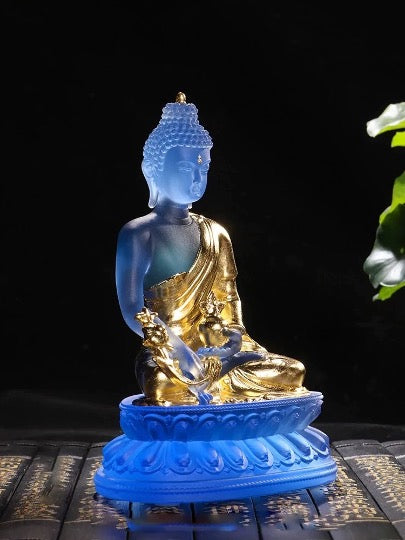 Liu Li Medicine Buddha Statue | Bhaisajyaguru | Crystal Glass Sculpture