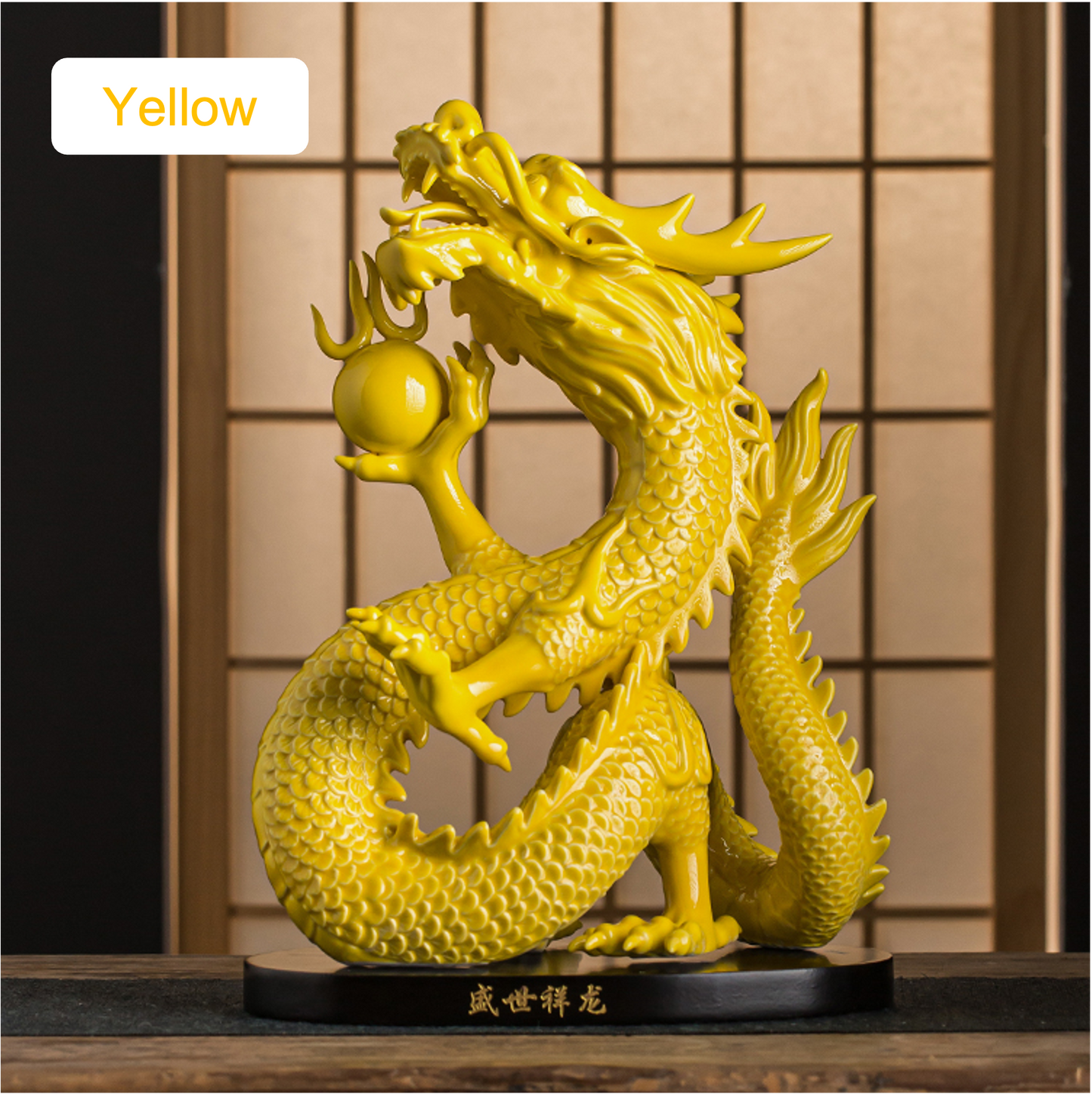Ceramic Dragon Sculpture & Statue | Fengshui | Good Fortune and Prosperity | Home Decor | Gold Green Yellow Red White Color Figurines