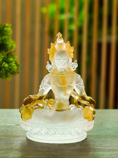Liu Li Vajrasattva Mahāsattva Statue | Buddha Statue | Crystal Glass Sculputre Ornaments | Religion | Tibetan Buddhist