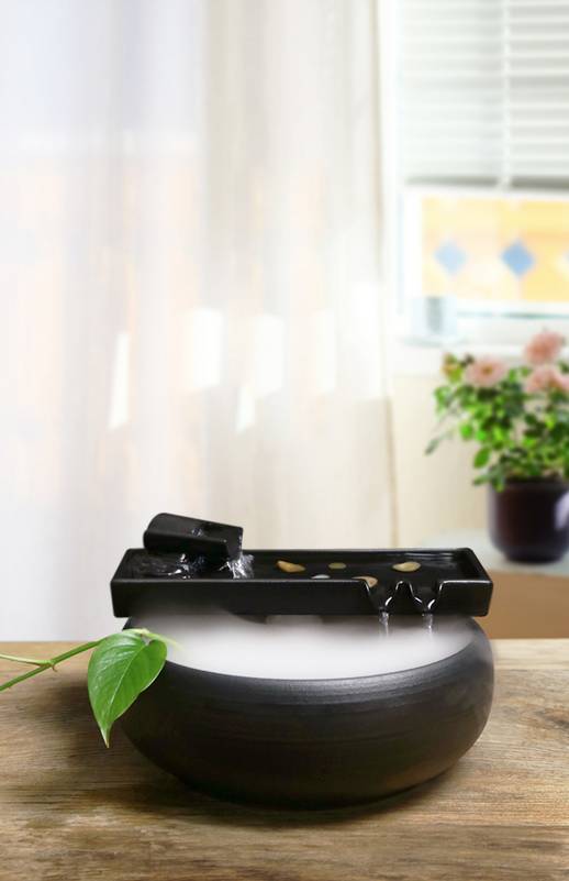 Black Ceramic Water Fountain | Indoor Fountain | Desktop Water Fountain | Feng Shui