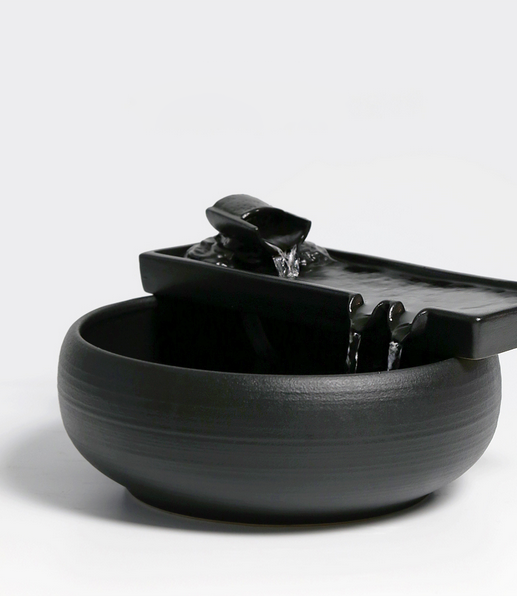 Black Ceramic Water Fountain | Indoor Fountain | Desktop Water Fountain | Feng Shui