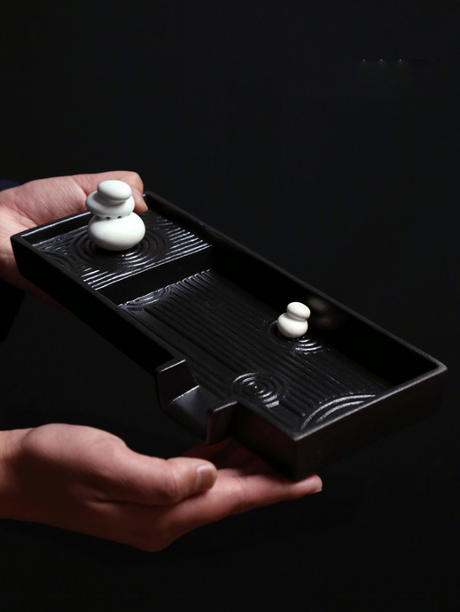 Black Ceramic Water Fountain | Indoor Fountain | Desktop Water Fountain | Feng Shui