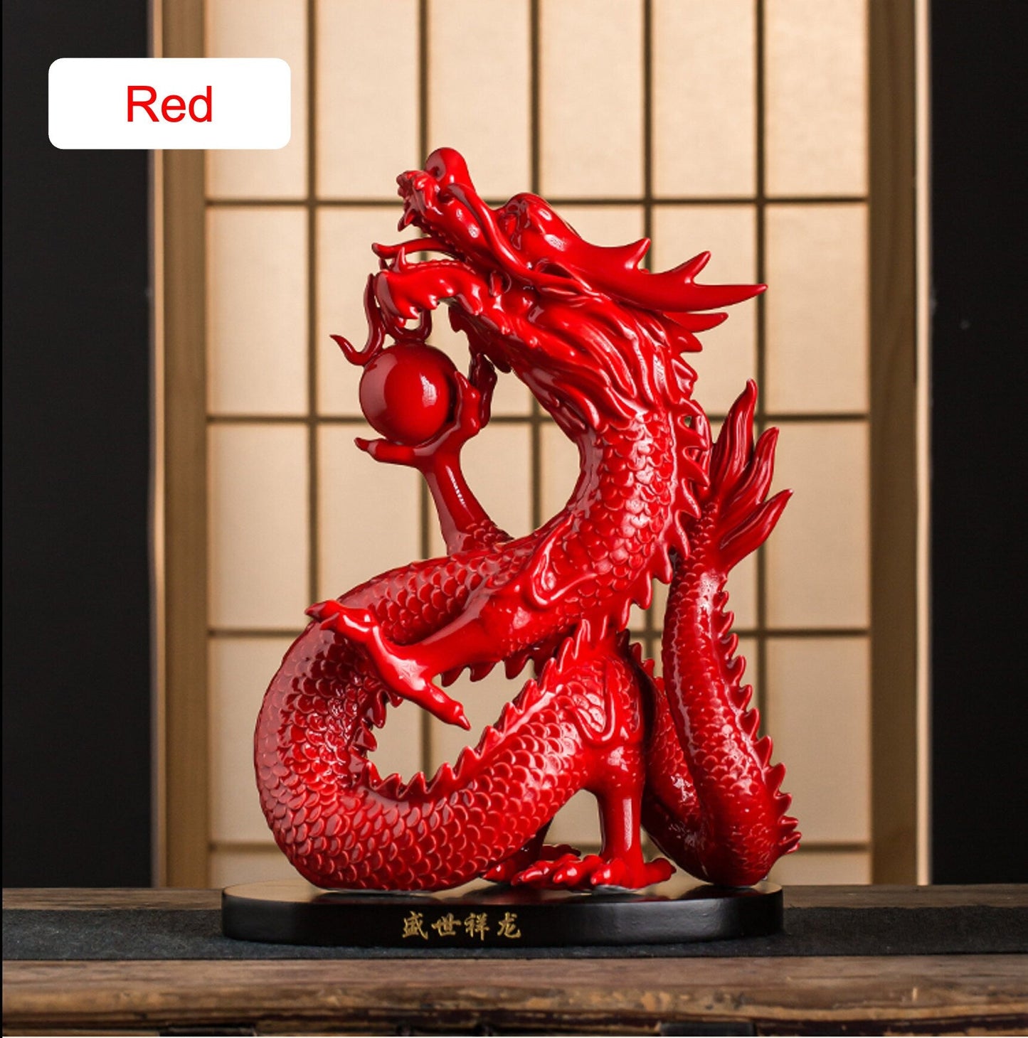 Ceramic Dragon Sculpture & Statue | Fengshui | Good Fortune and Prosperity | Home Decor | Gold Green Yellow Red White Color Figurines