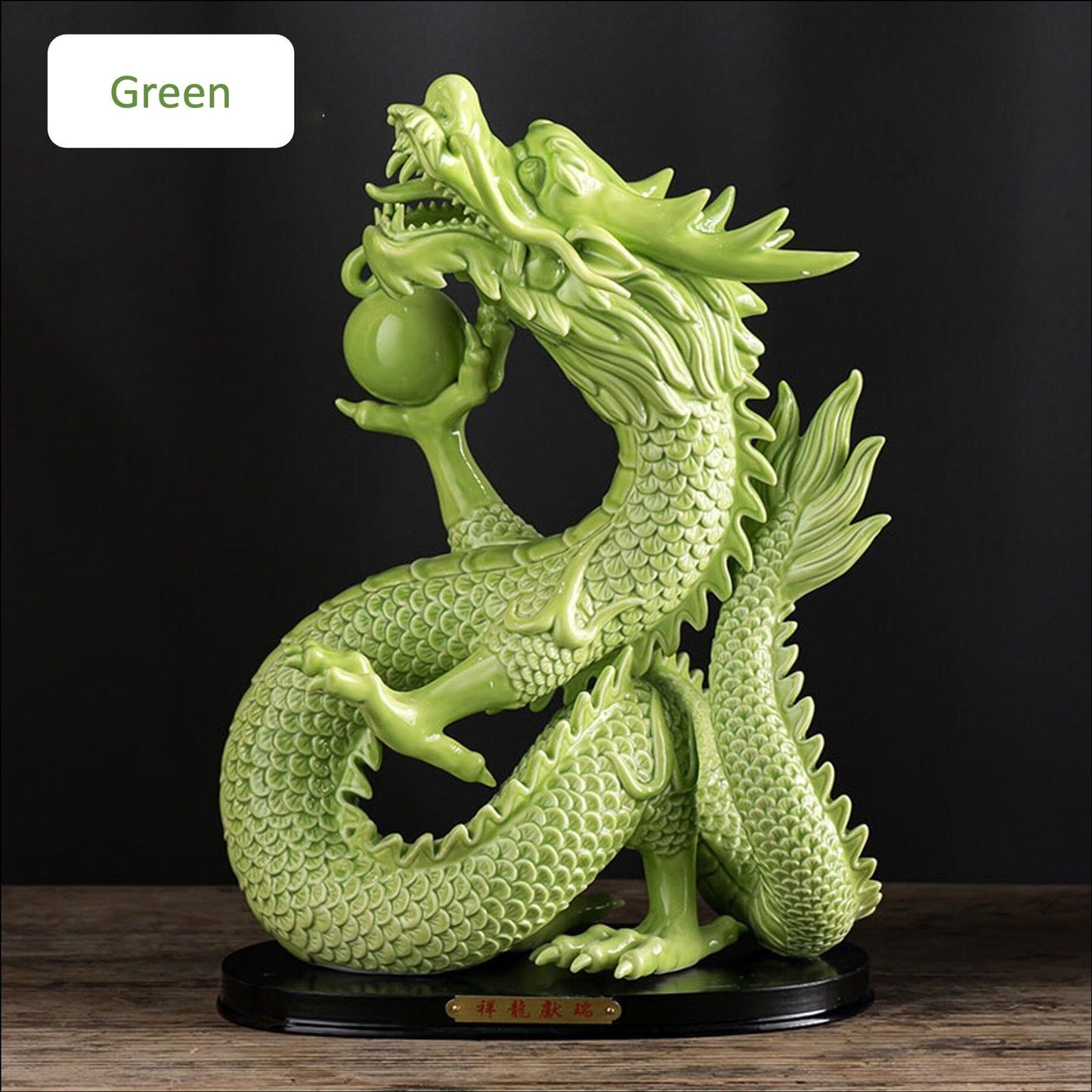 Ceramic Dragon Sculpture & Statue | Fengshui | Good Fortune and Prosperity | Home Decor | Gold Green Yellow Red White Color Figurines
