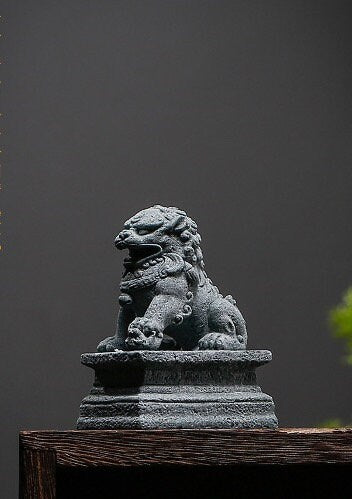 Auspicious Cement Foo Dogs Guardian Lion Sculpture & Statue | Fengshui | Home Decor | Office Blessing | Chinese architectural