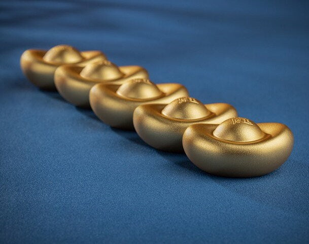 AAA Solid Brass Sycee Yuan Bao with gold coating | Fengshui | Home Decor | Office Blessing | Good Luck Prosperity | Gifting