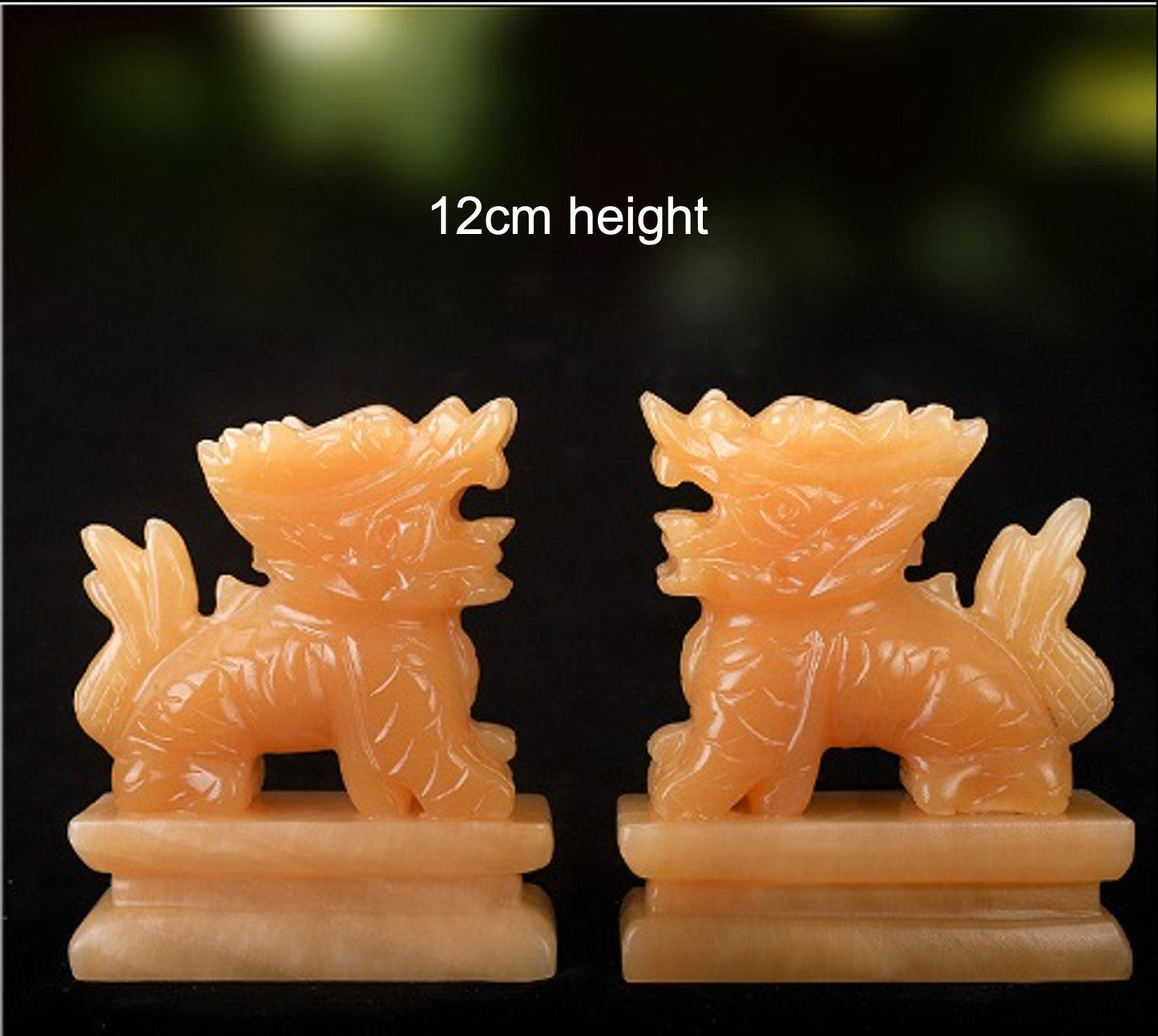 Auspicious Jade Stone Kirin Dragon Sculpture & Statue | Fengshui | Good Fortune and Prosperity | Home Decor | Office Blessing