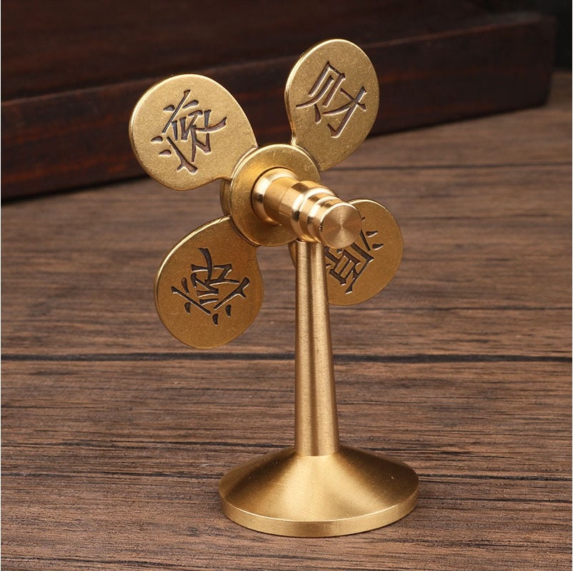Auspicious Pure Brass Wind Turbine | Fengshui | Home Decor | Office Blessing | Good Luck Prosperity | Gifting | Windmill