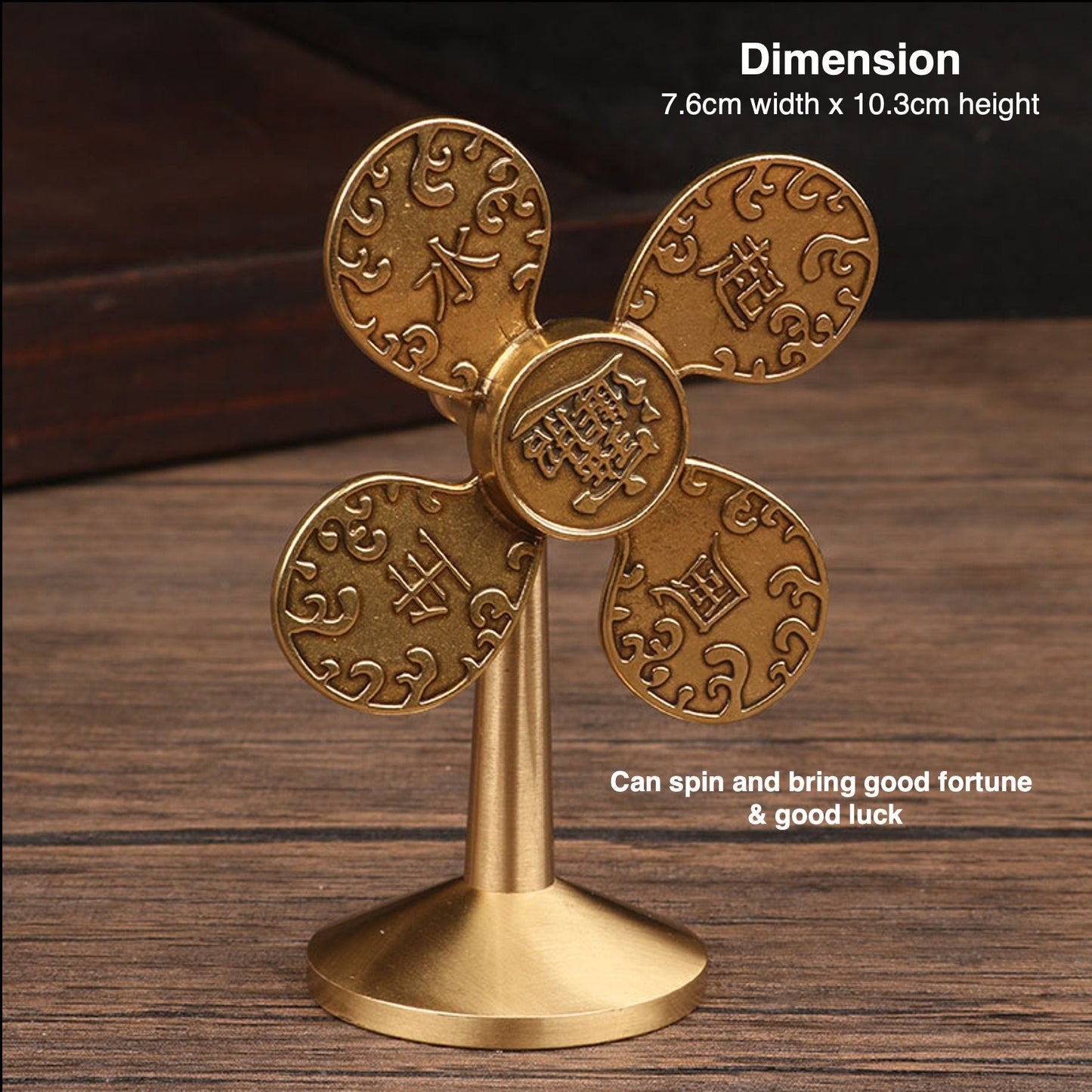 Auspicious Pure Brass Wind Turbine | Fengshui | Home Decor | Office Blessing | Good Luck Prosperity | Gifting | Windmill