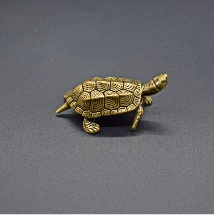 Auspicious Pure Brass Tortoise Sculpture | Fengshui | Home Decor | Office Blessing | Ornament Display