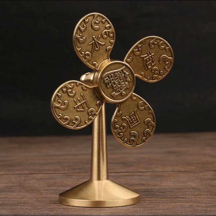 Auspicious Pure Brass Wind Turbine | Fengshui | Home Decor | Office Blessing | Good Luck Prosperity | Gifting | Windmill