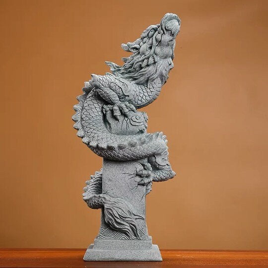 Stone Dragon Sculpture & Statue | Fengshui | Good Fortune and Prosperity | Home and Office Decor | Pi Xiu | Lion | Foo Dogs