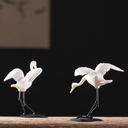 Auspicious Ceramic Flying Crane Bird Sculpture & Statue | Fengshui | Home Decor | Office Blessing | Longevity