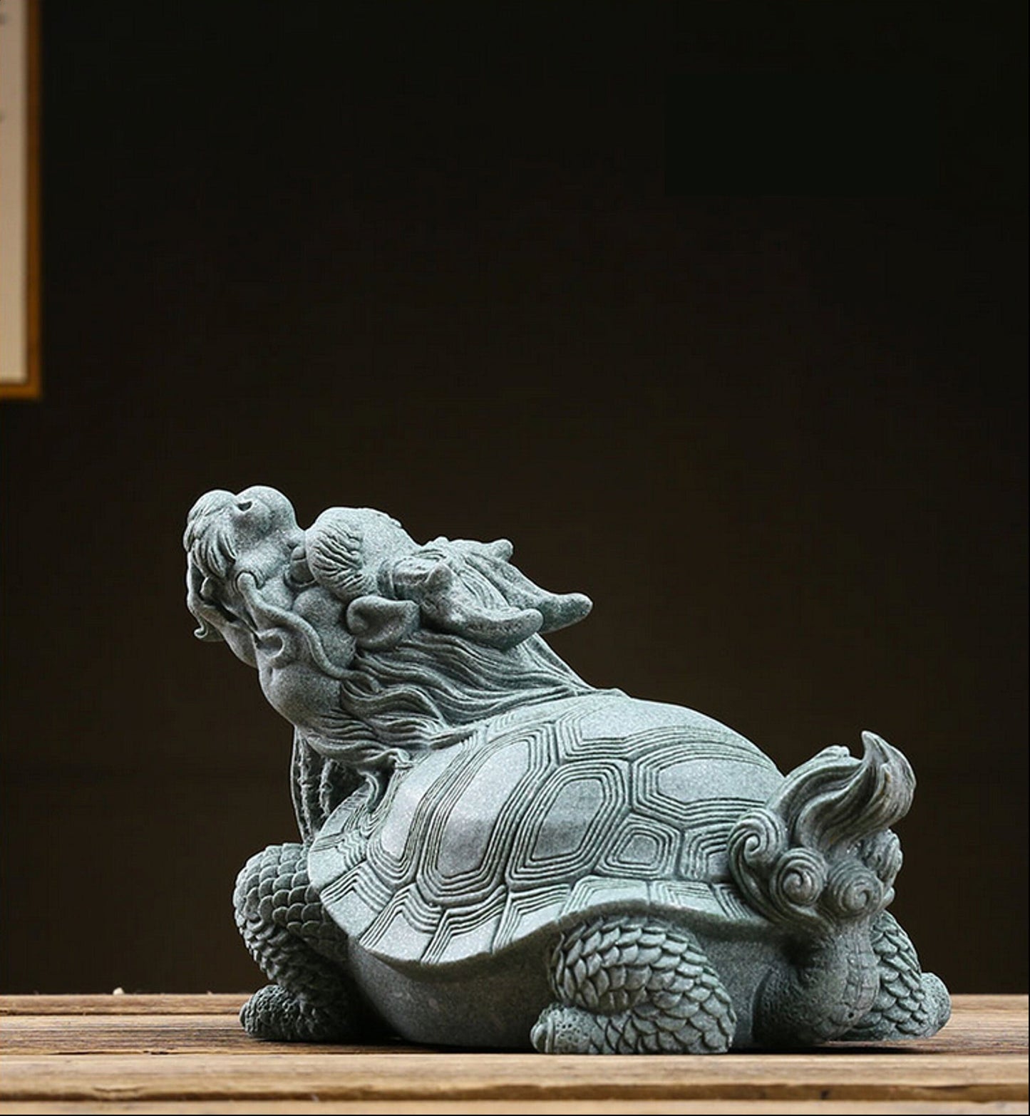 Auspicious Stone Dragon Turtle Sculpture | Fengshui | Home Decor | Office Blessing | Ornament Display