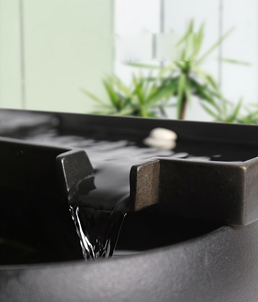 Black Ceramic Water Fountain | Indoor Fountain | Desktop Water Fountain | Feng Shui