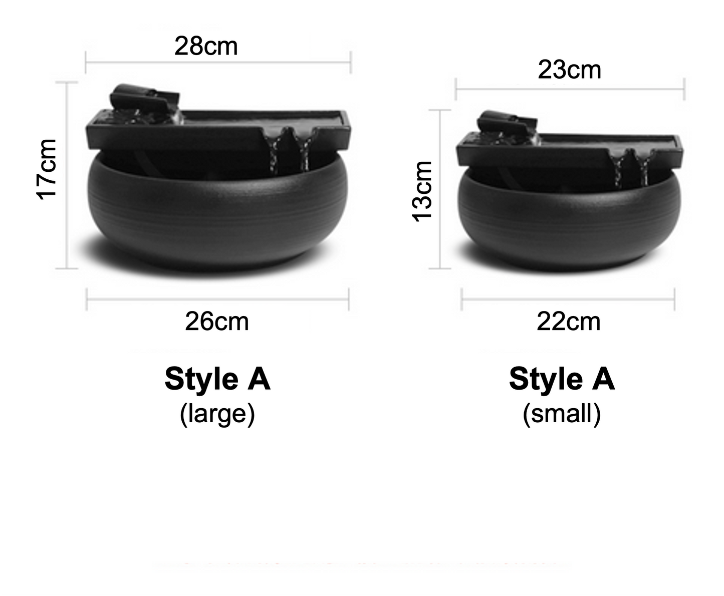 Black Ceramic Water Fountain | Indoor Fountain | Desktop Water Fountain | Feng Shui