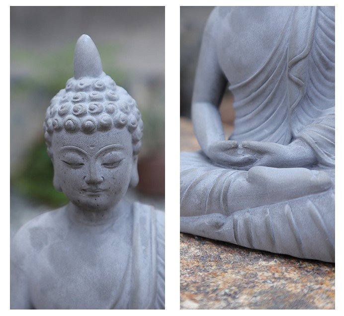 Handmade Cement Buddha Statue Decoration Ornament | Garden Outdoor Living Room Study Room | Religion Spiritual | Gifting for him or her