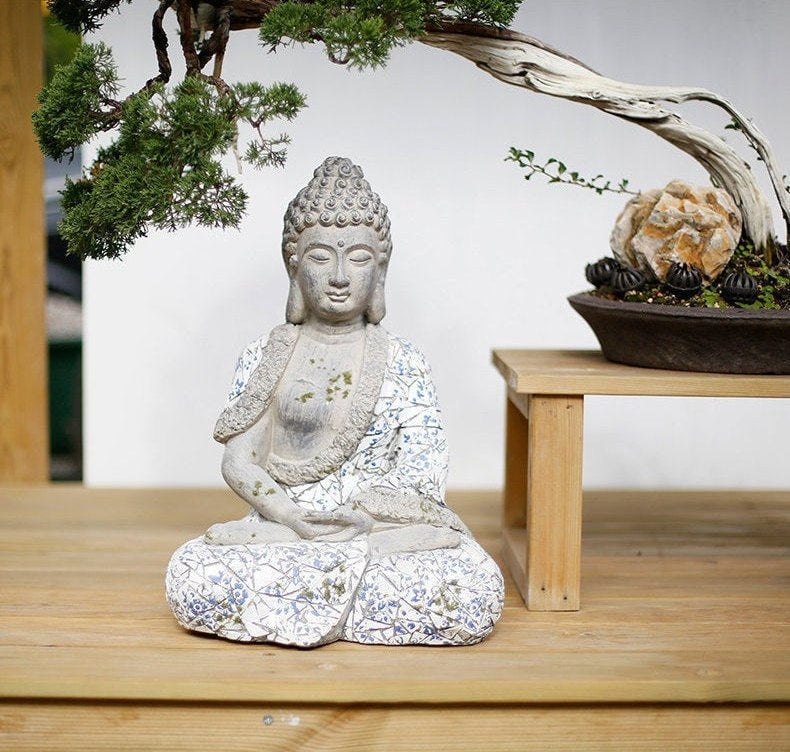 Handmade Sakyamuni Buddha Statue Decoration | Nasmakara | Outdoor Garden Living Room Study Room | House Warming Gift