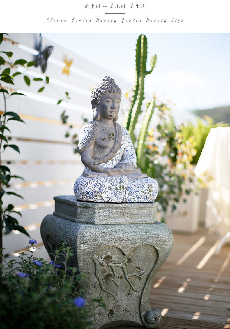 Handmade Sakyamuni Buddha Statue Decoration | Nasmakara | Outdoor Garden Living Room Study Room | House Warming Gift