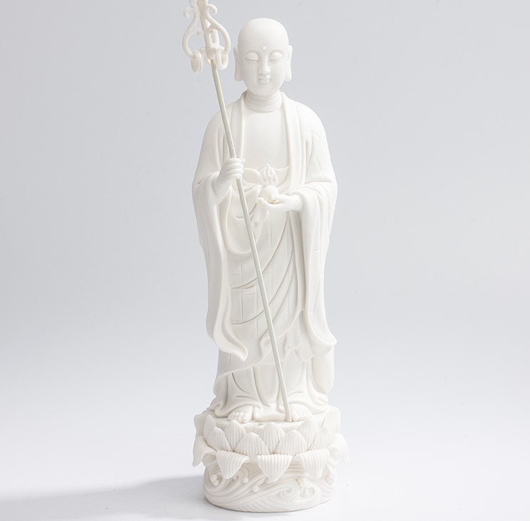 Handmade Porcelain Ksitigarbha Bodhisattva Buddha Statue | Mindful Gift | Meditation