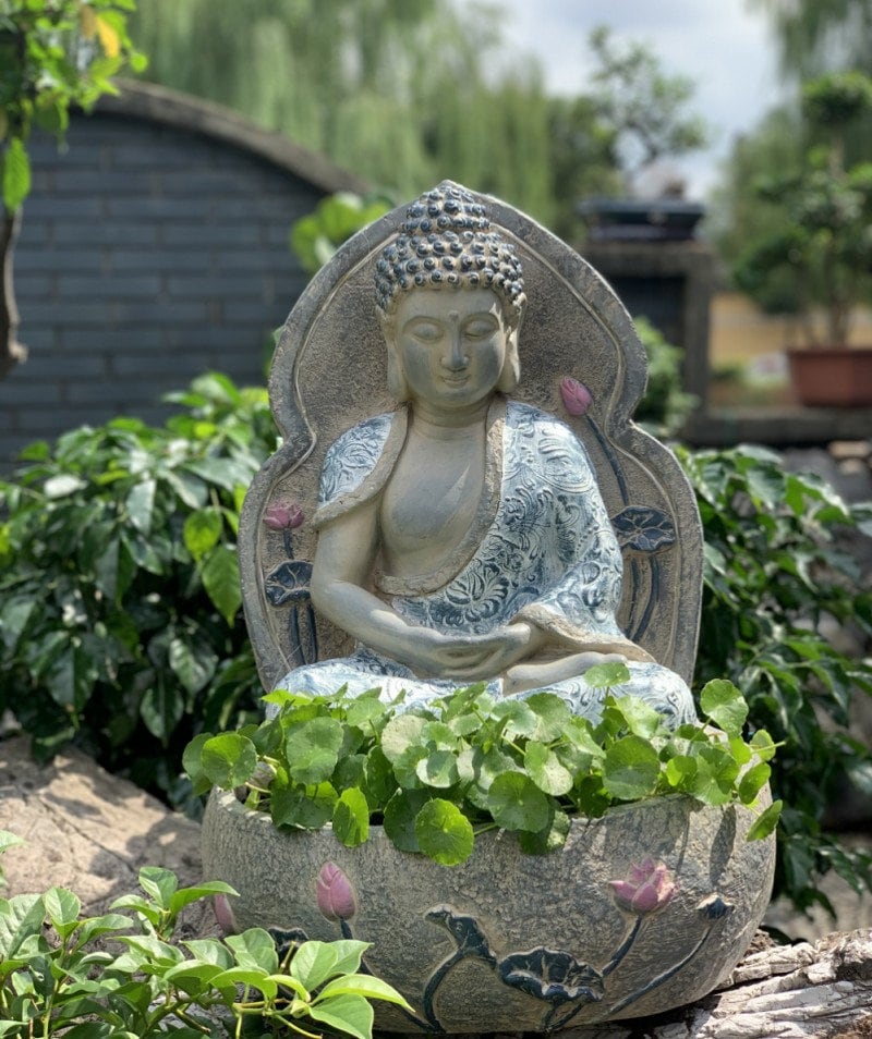 Handmade Buddha Statue and Large Planter Decoration Ornament | Outdoor Garden | Spiritual and Religion | Meditation | Dhyana Mudra