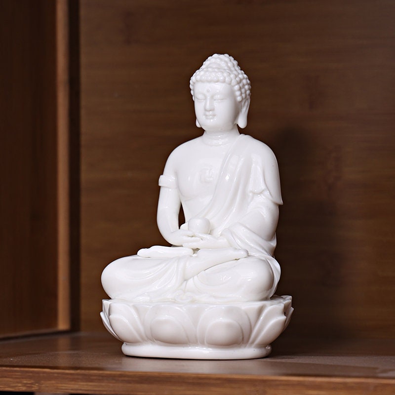 Porcelain Sakyamuni Buddha Statue | Dhyana Mudra | Mindful Gift | Meditation | Ornaments