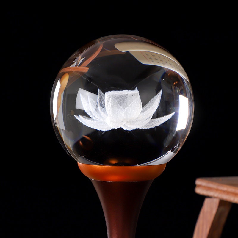 Crystal Lotus Light for home decoration | Meditation | Buddha Statue Praying | Spiritual and Religions | A Pair