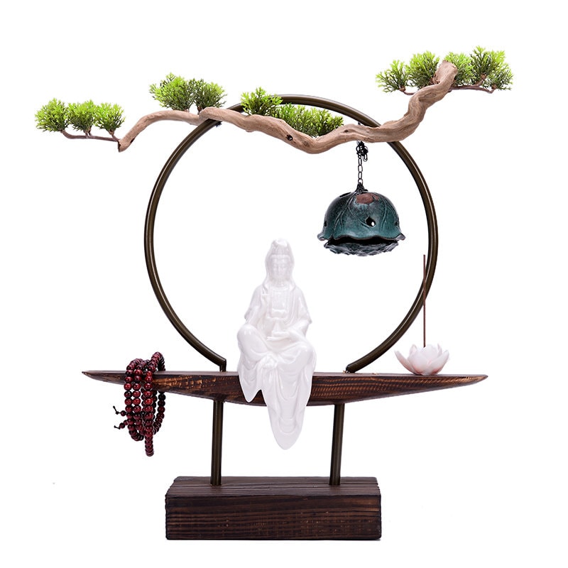 Porcelain Guan Yin Buddha Statue with Incense Burner | Mindful Gift | Housewarming Gift | Meditation | Home Decoration