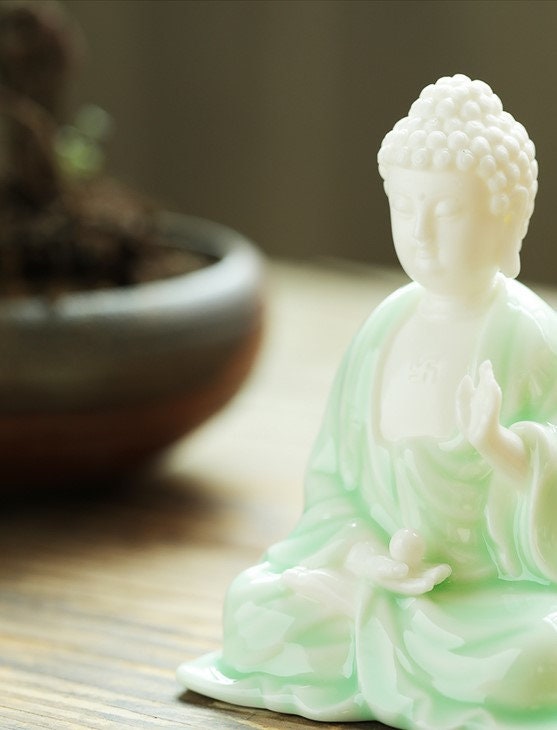 Meditation Handmade Jade Color Buddha Statue and Ornament | Gifting for him or her | Home Decoration | Spiritual Religion Mindful