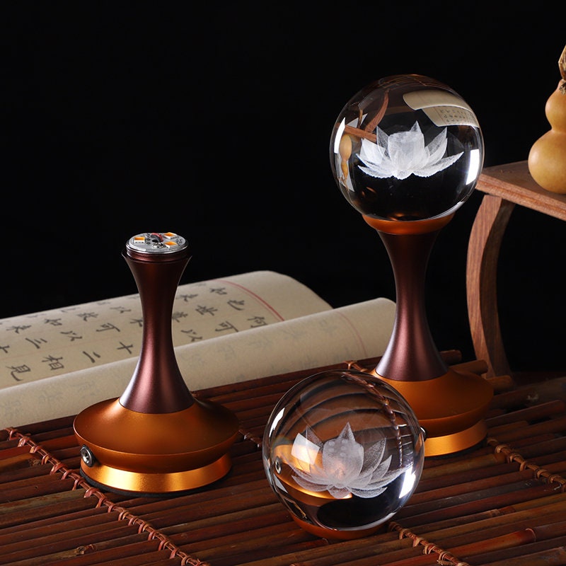 Crystal Lotus Light for home decoration | Meditation | Buddha Statue Praying | Spiritual and Religions | A Pair