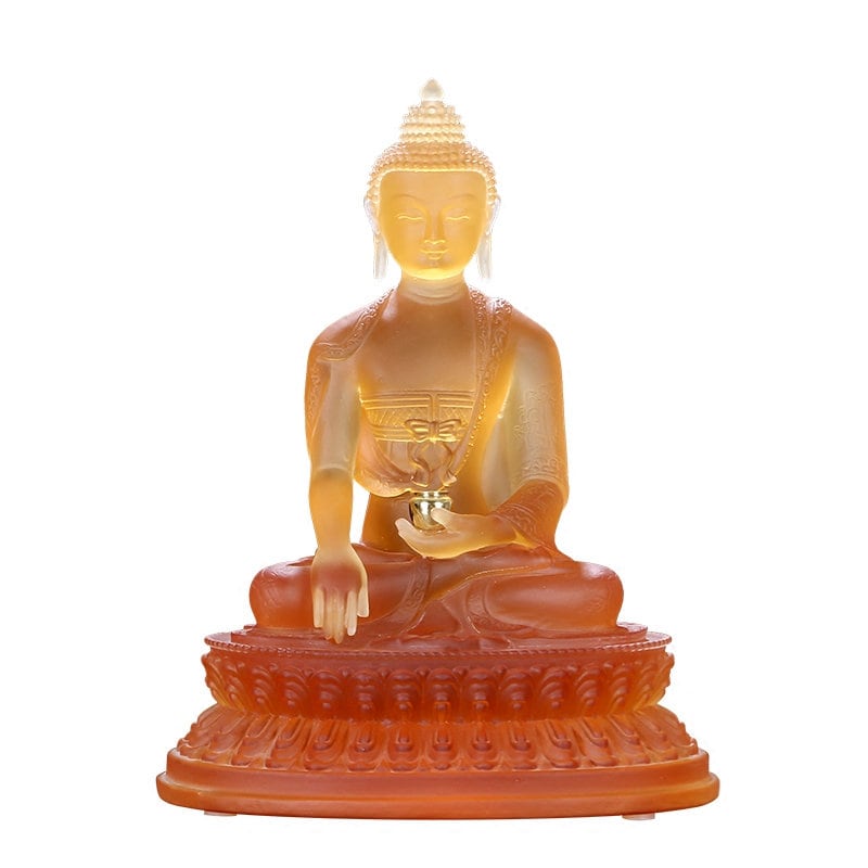 Liu Li Medicine Buddha Statue, Wishes for Sentient Beings | Liu li Glass Sculputre Ornaments | Meditation | Gift for him or her | Shakyamuni