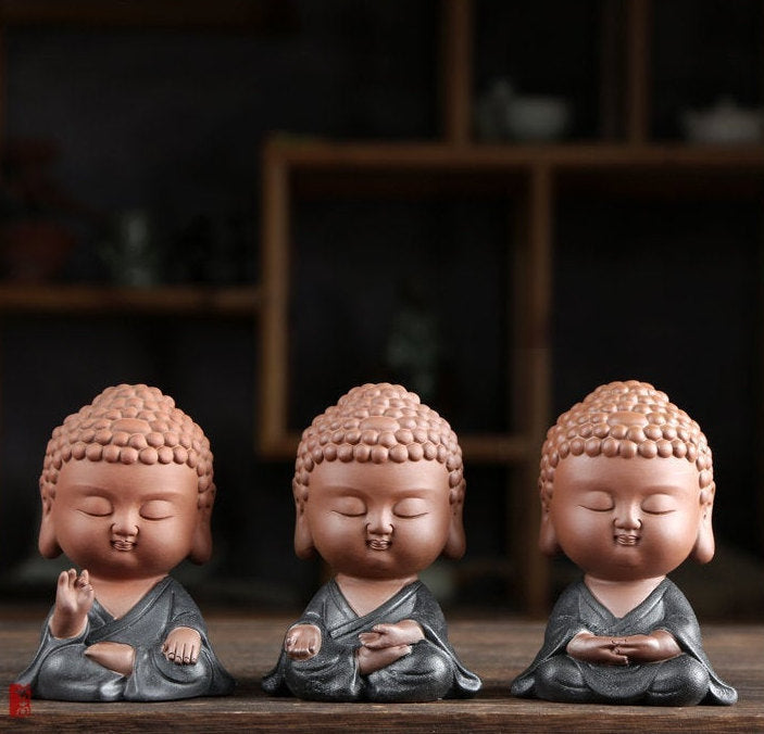 Purple Clay Buddha Statue and Ornament | Gifting for him or her | Home Office Decoration | Spiritual Religion Mindful | Kungfu Tea