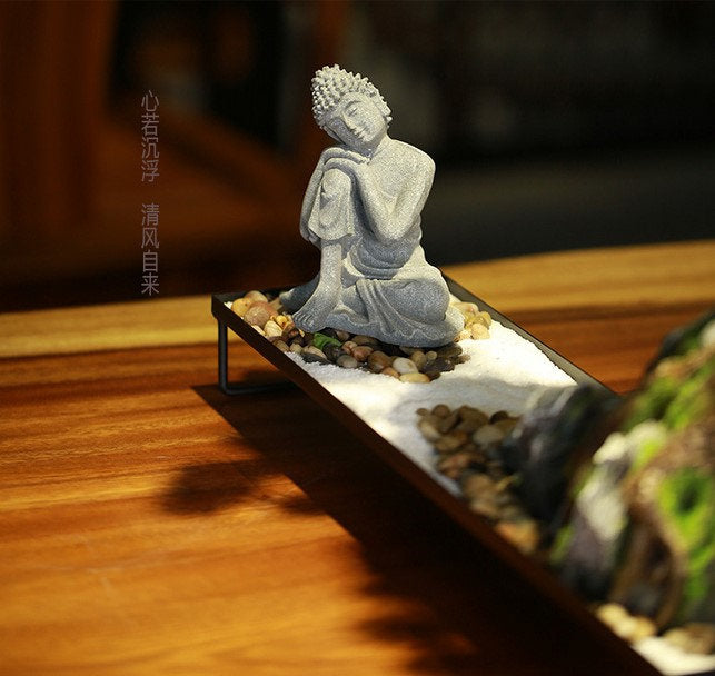 Handmade Sandstone Buddha Statue Ornament | Garden Outdoor Living Room Study Room Home Decoration | Meditation