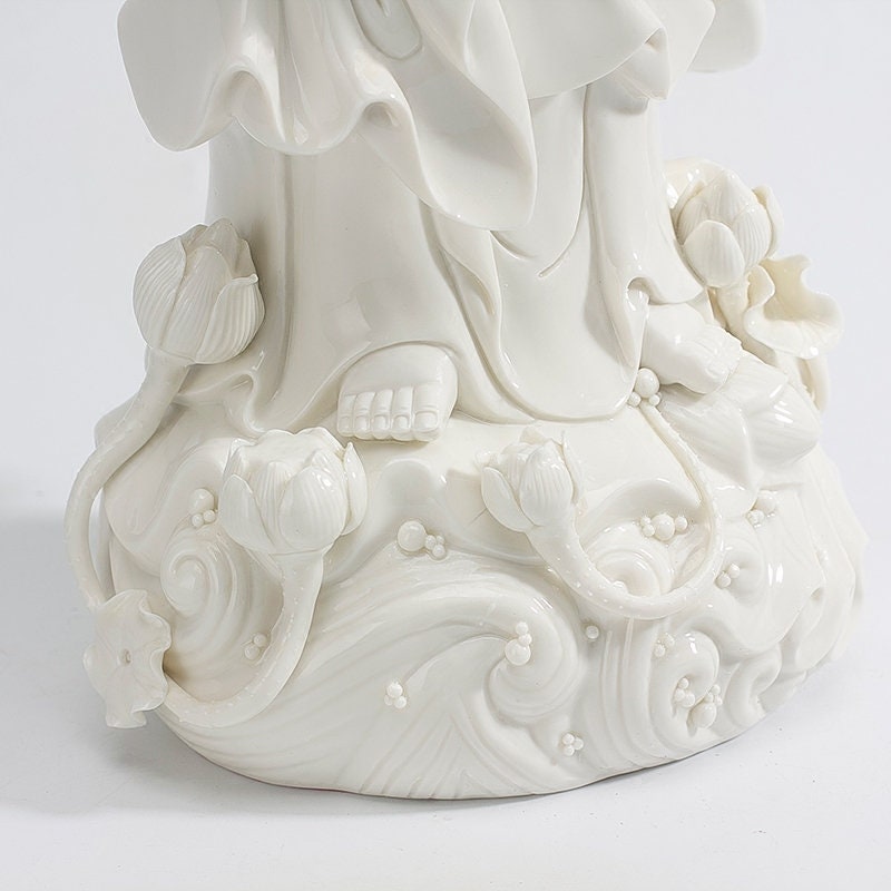 White Porcelain Standing Bodhisattva Guan Yin | Buddha Statue Ornament | Mindful Gift | Meditation | Goddess of Compassion