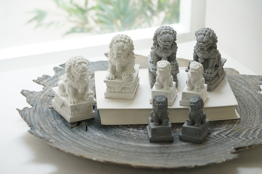 Imperial Guardian Lion Cement Statue | Home Decoration and Display | Stone Lion | Auspicious Blessing Lion | Chinese Architectural Ornament