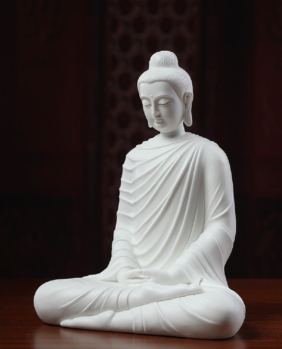 Ceramic Sakyamuni Gautama Buddha Statue Ornament | Gift for him or her | Dhyana Mudra | Harmony Peace Serenity | Meditation