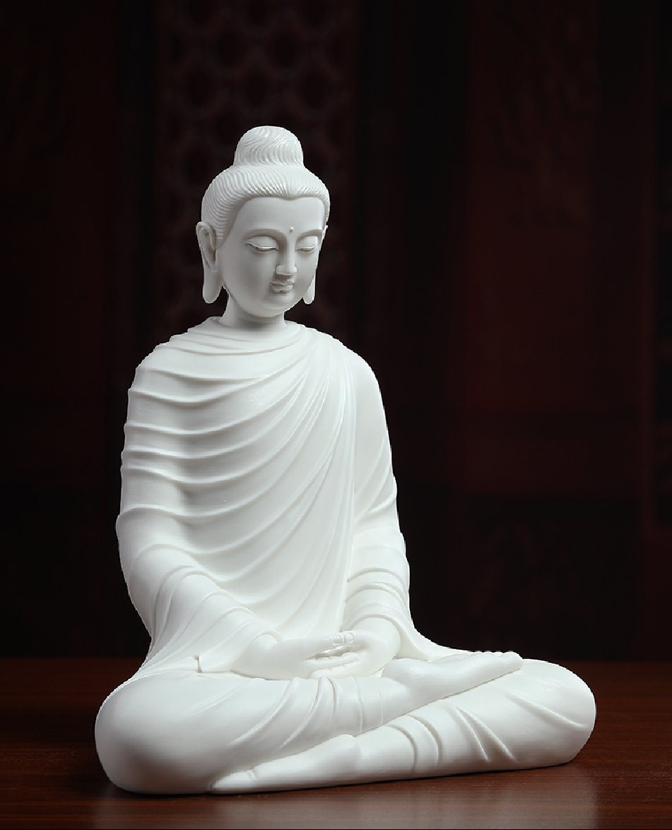 Ceramic Sakyamuni Gautama Buddha Statue Ornament | Gift for him or her | Dhyana Mudra | Harmony Peace Serenity | Meditation