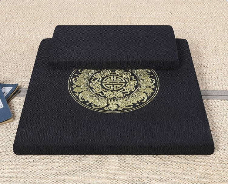 Meditation Oriental Design Cushion and Zabuton | Pillow Seat | Yoga Cushions | Serenity Tranquility Calmness | Gift for him or her