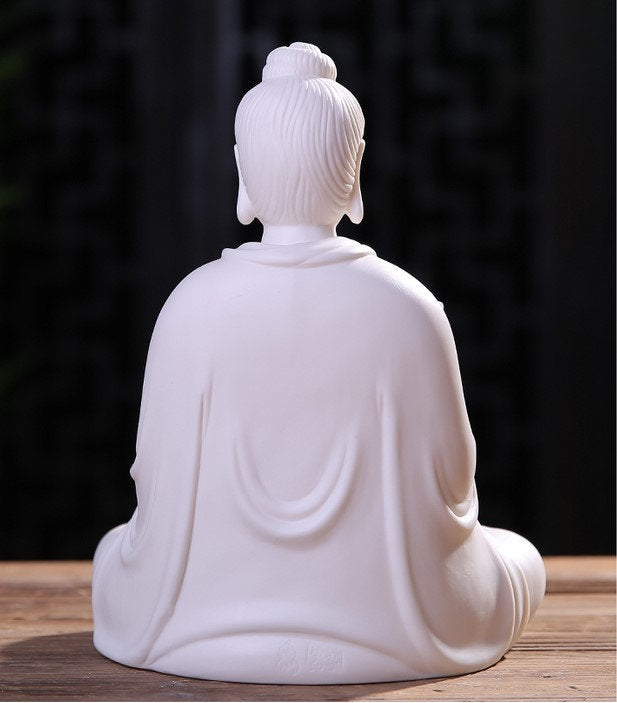 White Ceramic Buddha Statue | Abhaya Mudra| Gift for him or her | Religion and Spiritual | Harmony Peace Serenity | Meditation